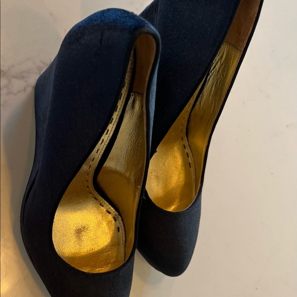 Mimco navy velvet round toe wedges size 10 - Picture 7 of 8